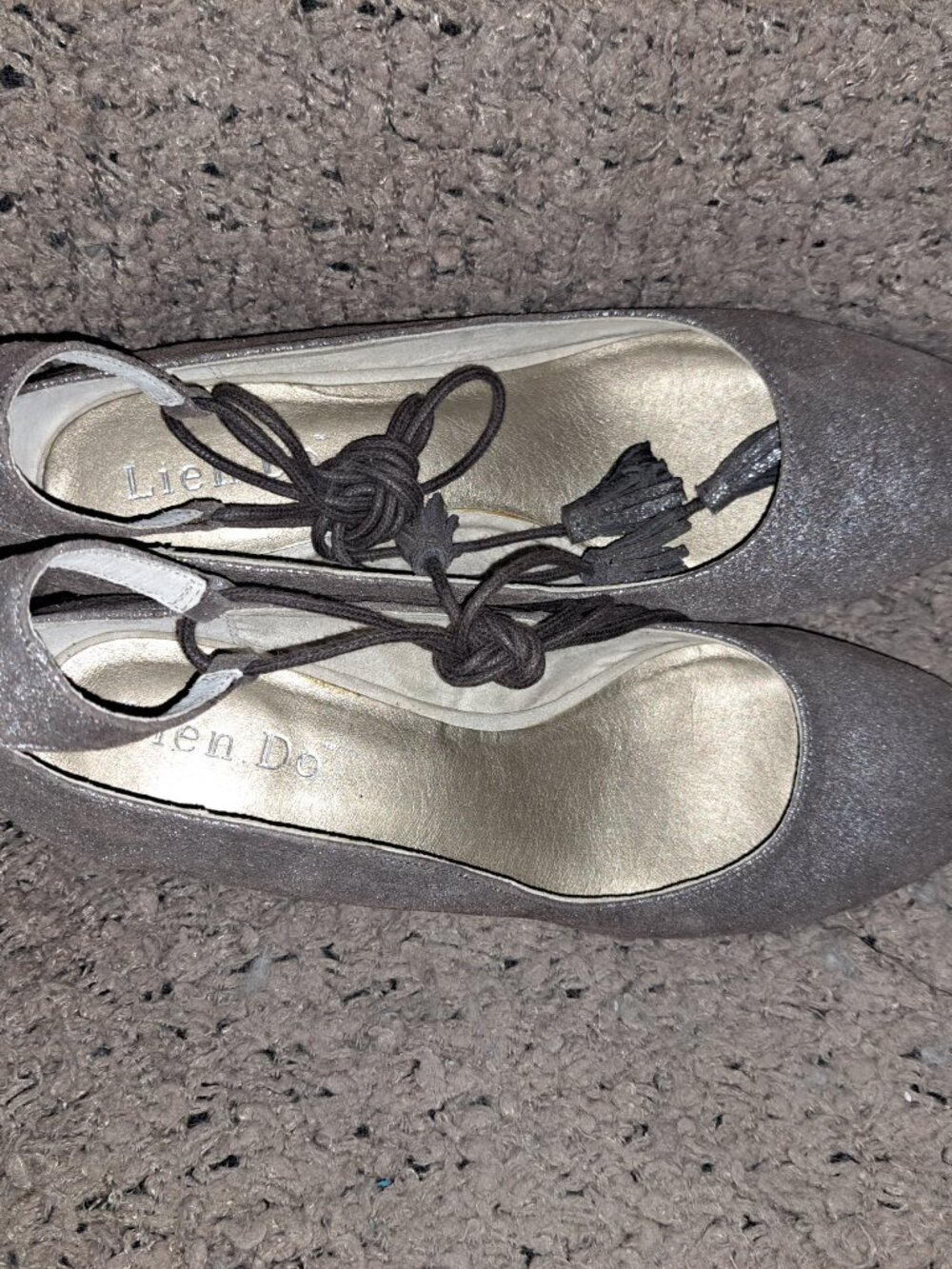 ANTHROPOLOGIE-LIEN DO-Metallic Suede-Pachuca Lace Up Tassel Heel-Sz 10-Near Min - Picture 7 of 8